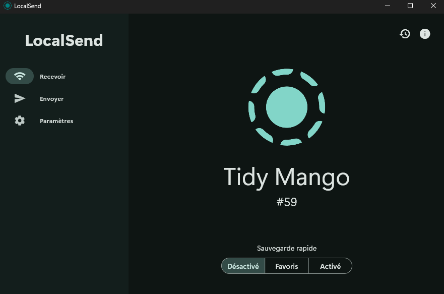 Interface Windows de Localsend